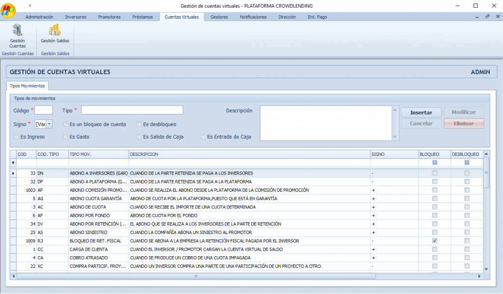 Cuentas virtuales - Crowdlending App