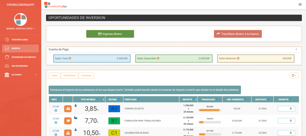 Invertir - Crowdlending App