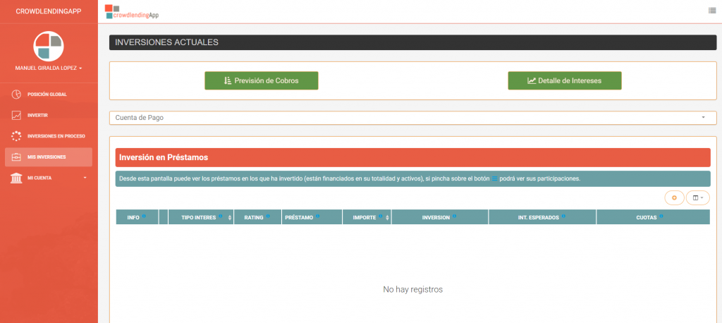 Mis inversiones - Crowdlending App