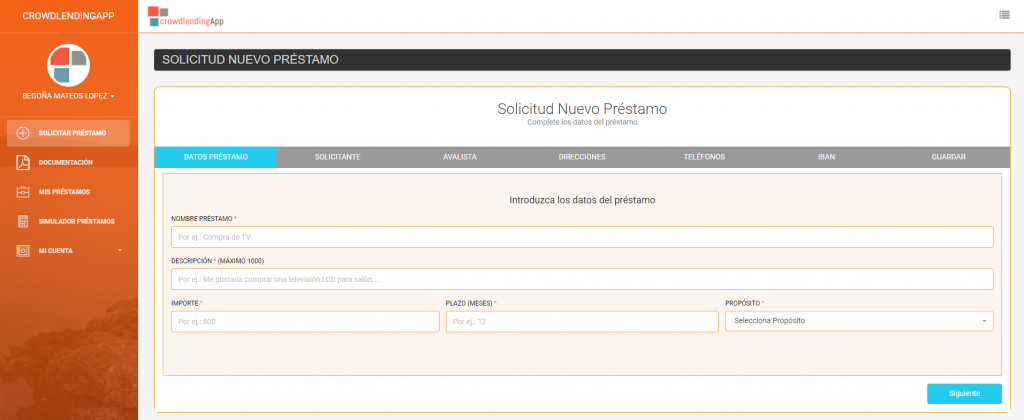 Solicitud de préstamo - Crowdlending App
